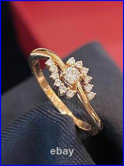 0.22 Carats Round Brilliant Cut Natural Diamonds Engagement Ring In 585 14K Gold