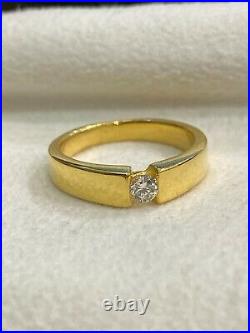 0.25 TCW Round Brilliant Cut Diamond Unisex Wedding Band Ring In 750 18K Gold