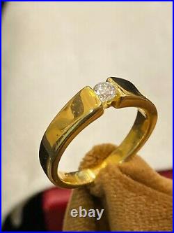 0.25 TCW Round Brilliant Cut Diamond Unisex Wedding Band Ring In 750 18K Gold