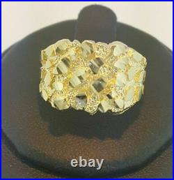 10K Nugget Solid Yellow Gold Mens Ring Small Medium Large Extra Large All sizes