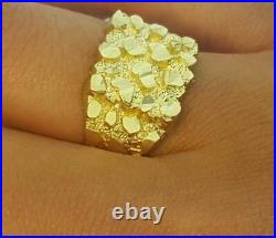 10K Nugget Solid Yellow Gold Mens Ring Small Medium Large Extra Large All sizes