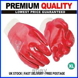 120 Pairs Red Pvc Coated Knit Wrist Heavy Duty Gloves /gardening/all Purpose