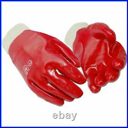 120 Pairs Red Pvc Coated Knit Wrist Heavy Duty Gloves /gardening/all Purpose