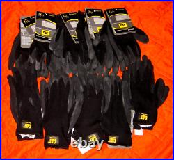 1 Dozen Work Gloves LOT -PPE Ribbed Grip Latex WithKnit Back -BLACK-LARGE-12 PAIR