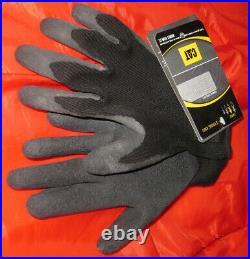 1 Dozen Work Gloves LOT -PPE Ribbed Grip Latex WithKnit Back -BLACK-LARGE-12 PAIR