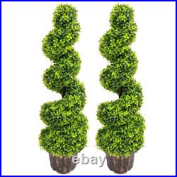 2X Large Artificial Spiral Boxwood Twist Topiary Potted Tree Buxus Tower Plant