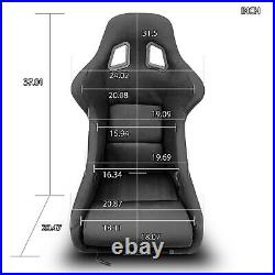 2 x All Black Fabric Large Wider Sport Racing Bucket Seats Left&Right Pair