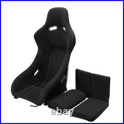 2 x All Black Fabric Large Wider Sport Racing Bucket Seats Left&Right Pair