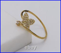 375 9ct Yellow Gold Ladies CZ Mini Butterfly Ring ALL SIZES Brand New
