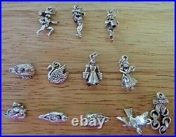 37gram Set of All 12 Days of Christmas Large Heavy Sterling Silver Charms