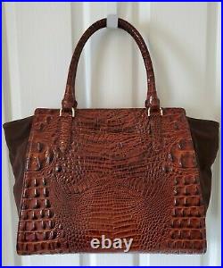$395 Brahmin Petra II Pecan Harmonia Brown Leather Carry-all Tote Shoulder Bag