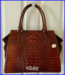 $395 Brahmin Petra II Pecan Harmonia Brown Leather Carry-all Tote Shoulder Bag