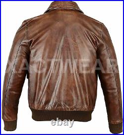 A2 Flight Pilot Bomber WWII Brown Stylish Mens Real Leather Jacket ALL SIZES