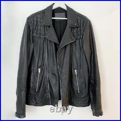 ALL SAINTS Leather Biker Jacket Mens Size Large Black