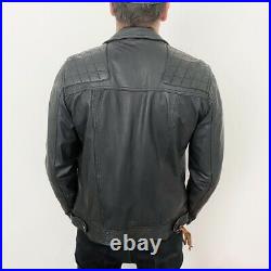 ALL SAINTS Leather Biker Jacket Mens Size Large Black