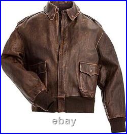 A-2 G-1 Aviator Bomber Flight Distressed Brown Men's Navy Lamb Leather Jacket