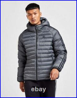 Adidas Jacket Mens Padded Jacket Coat Full Zip Dark Grey/Black Winter Jacket