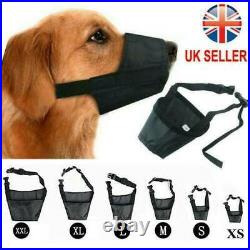 Adjustable Nylon Dog Safety Muzzle Muzzel Biting Barking Chewing All Sizes