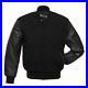 All Black Letterman Varsity Baseball Jacket Wool & Real Leather Arms