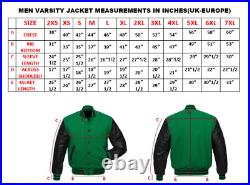 All Black Letterman Varsity Baseball Jacket Wool & Real Leather Arms