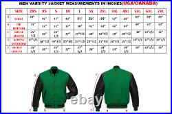 All Black Letterman Varsity Baseball Jacket Wool & Real Leather Arms