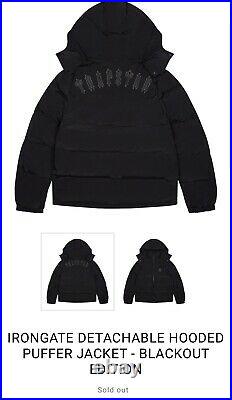 All Blacked Out Limited Edition Trapstar Coat Irongate Detachable Hood