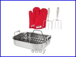 All-Clad Stainless Steel Dishwasher Safe Roaster WithGloves and Forks(Your Choice)