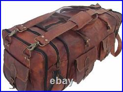 All New 30 inch Large Men's Real Leather Luggage Travel Weekend Duffle Sport Bag