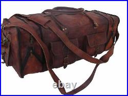 All New 30 inch Large Men's Real Leather Luggage Travel Weekend Duffle Sport Bag
