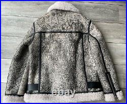 All Saints Aries White Black Rei Oversized Shearling Jacket Coat Large New
