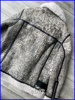 All Saints Aries White Black Rei Oversized Shearling Jacket Coat Large New