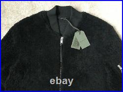 All Saints Black Dale Shearling Bomber Leather Jacket Coat Large New Tags