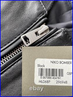 All Saints Black Niko Leather Bomber Jacket Coat Xs S M L XL XXL New Tags