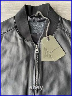 All Saints Black Niko Leather Bomber Jacket Coat Xs S M L XL XXL New Tags