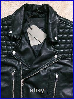 All Saints Men's Black Catch Replica Unbranded Leather Biker Jacket For Men