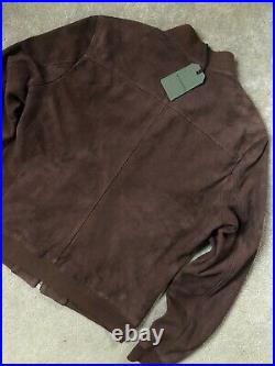 All Saints Oxblood Kemble Suede Leather Bomber Jacket Coat Large New Tags