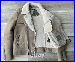 All Saints Pebble Coleman Shearling Leather Jacket Coat Large New & Tags