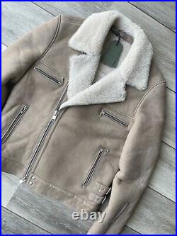 All Saints Pebble Coleman Shearling Leather Jacket Coat Large New & Tags