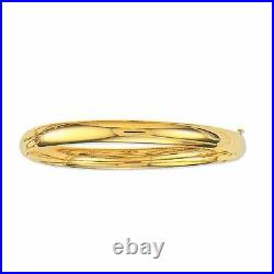 All Shiny Comfort Fit Hinged Bangle Bracelet Real 14K Yellow Gold 7 or 8