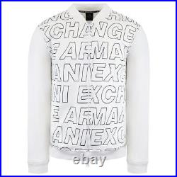 Armani Exchange All Over Logo Print Long Sleeve Zip Up White Mens Sweatshirt