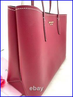 Auth NWT Kate Spade All Day Leather Large Shopper Tote Bag In Red Currant