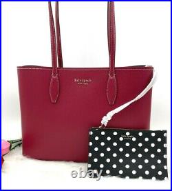 Auth NWT Kate Spade All Day Leather Large Shopper Tote Bag In Red Currant