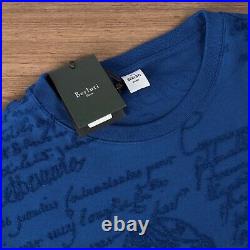 BERLUTI 560$ Terry Cloth Cotton T-Shirt With All Over Signature Scritto