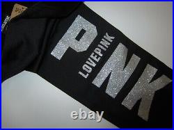 BLING Victoria Secret Pink ENSIGN GLITTER LOGO TEE T SHIRT LEGGING PANT L XL SET