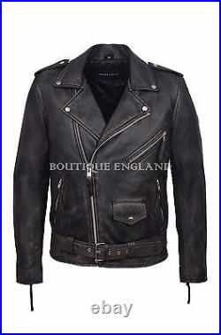 BRANDO SLIM FIT Men's Black Bronze Designer Real Lambskin Leather Biker Jacket