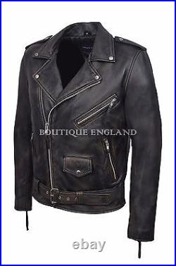 BRANDO SLIM FIT Men's Black Bronze Designer Real Lambskin Leather Biker Jacket