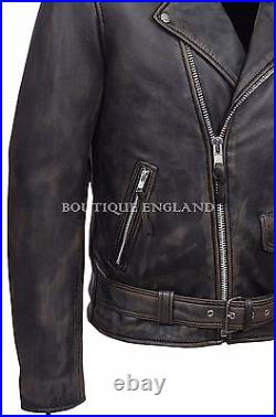 BRANDO SLIM FIT Men's Black Bronze Designer Real Lambskin Leather Biker Jacket