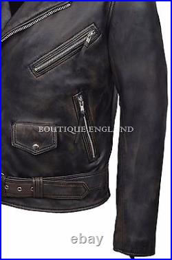 BRANDO SLIM FIT Men's Black Bronze Designer Real Lambskin Leather Biker Jacket