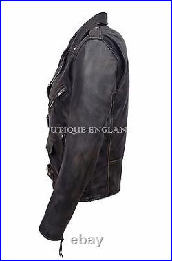 BRANDO SLIM FIT Men's Black Bronze Designer Real Lambskin Leather Biker Jacket