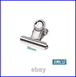 BULLDOG CLIP Letter Grip PAPER BINDER Silver Metal CLAMP Small Large BY SMCO